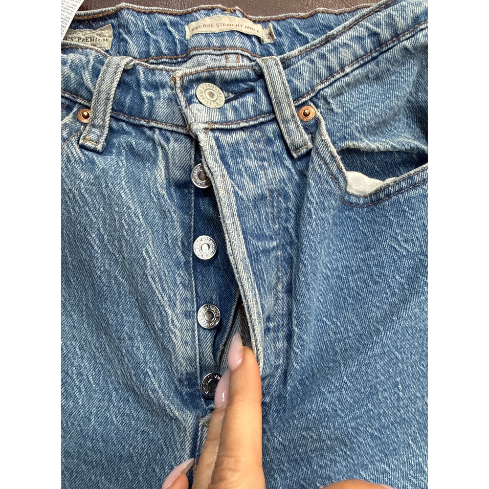 Levi's Premium Ribcage Straight Ankle Jeans - Vintage Wash - Size 27 in Blue - Picture 2 of 9